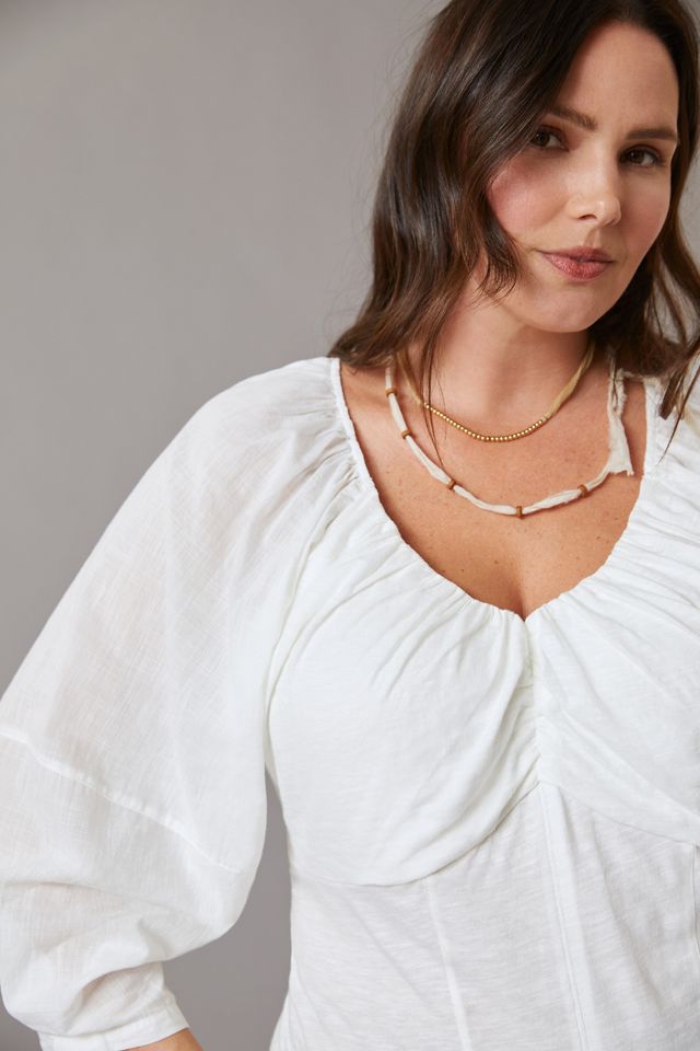 V-Neck Ruched Knit Top #5