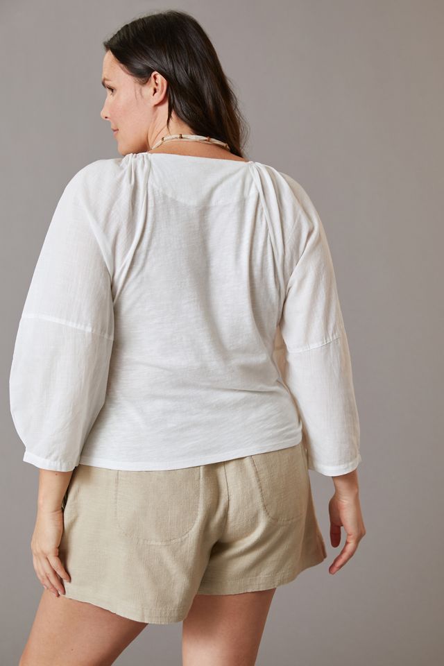 V-Neck Ruched Knit Top #6