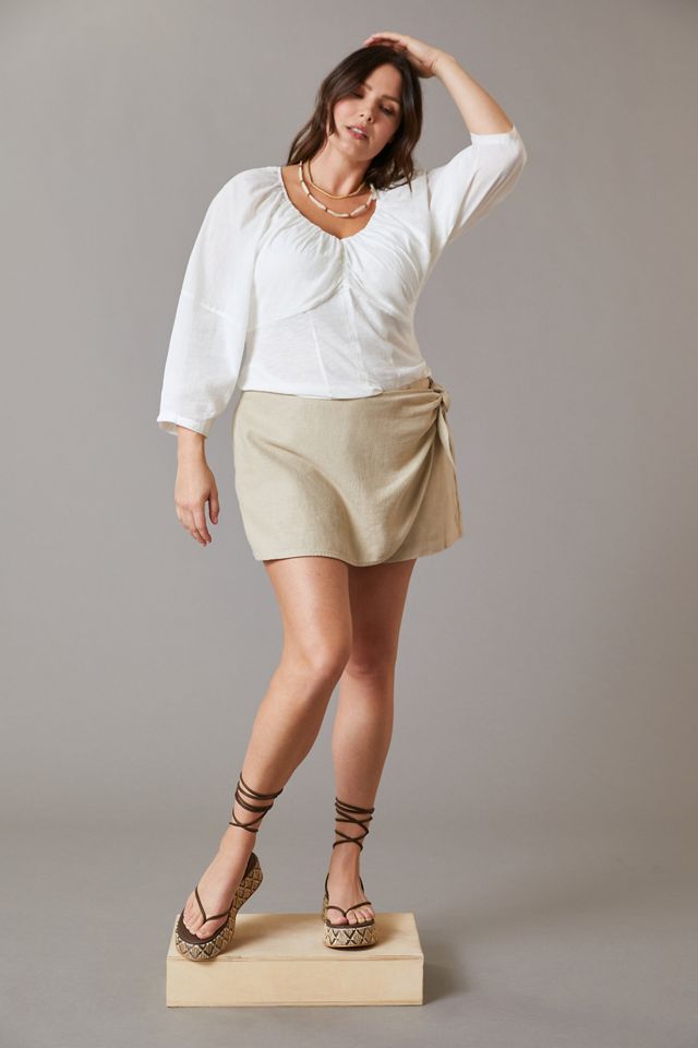 V-Neck Ruched Knit Top #7