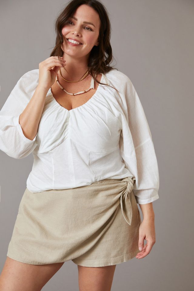 V-Neck Ruched Knit Top #4