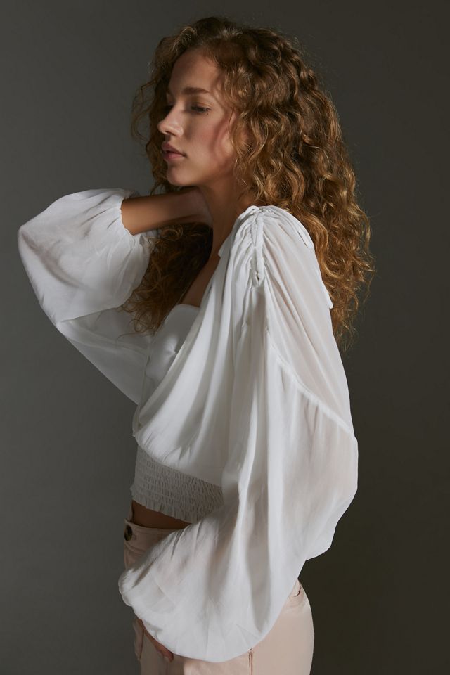 By Anthropologie Sheer Peasant Top #2