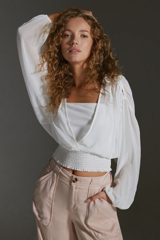 By Anthropologie Sheer Peasant Top #1