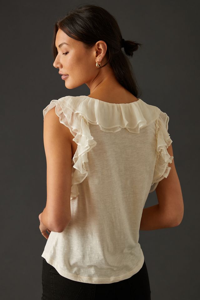 By Anthropologie Ruffled V-Neck Blouse #2