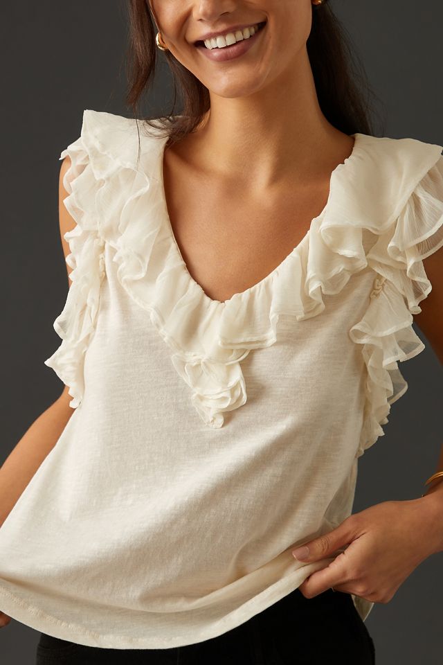 By Anthropologie Ruffled V-Neck Blouse #3