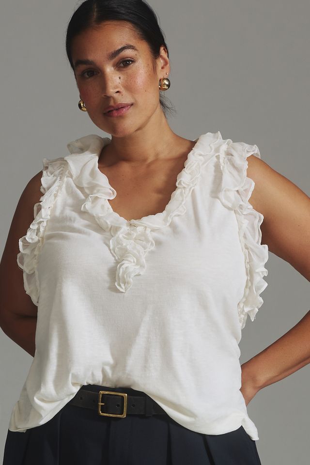 By Anthropologie Ruffled V-Neck Blouse #7