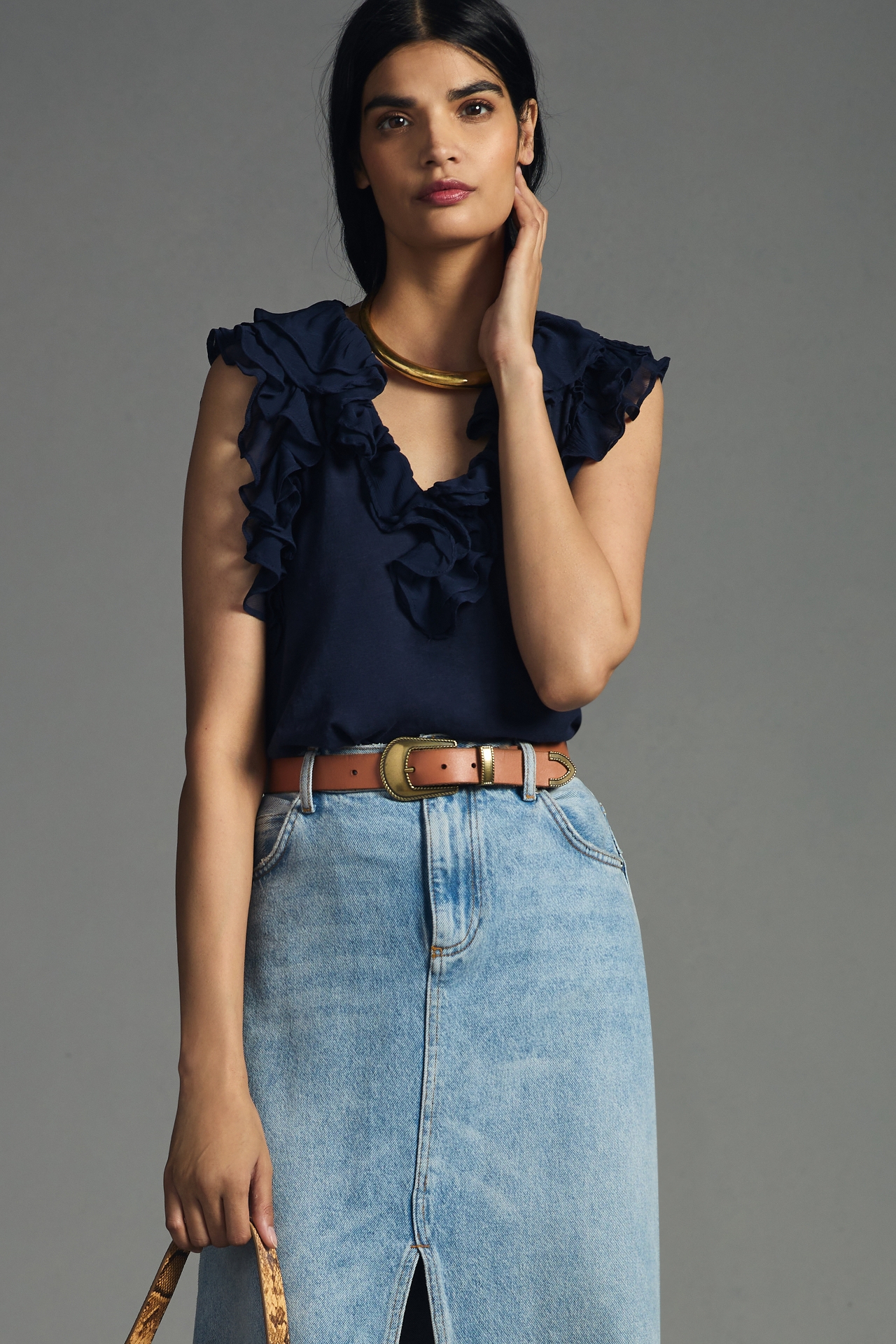 By Anthropologie Ruffled V-Neck Blouse