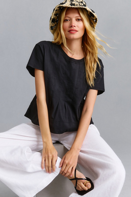 Pilcro Pleated Swing Tee In Black