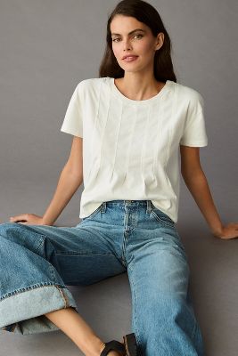 Pilcro Pleated Swing Tee In White