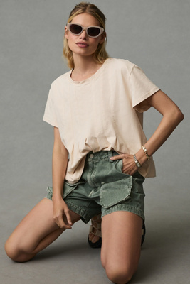 Pilcro Pleated Swing Tee In Beige