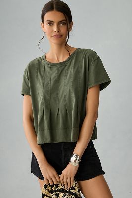 Pilcro Pleated Swing Tee In Green