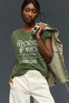 Shop Pilcro Graphic Band Tulle Tee In Green