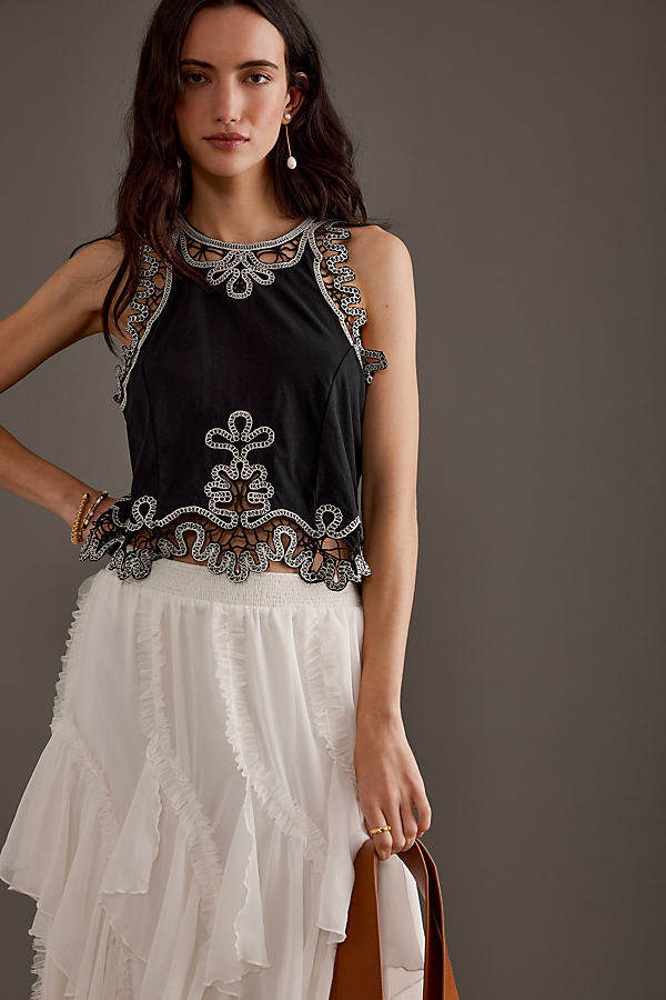 By Anthropologie Embroidered Tank Top