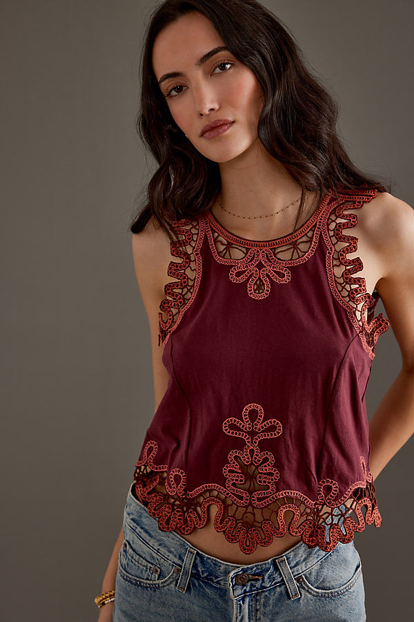 By Anthropologie Embroidered Tank Top