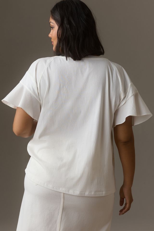 By Anthropologie Flutter-Sleeve Tee #5