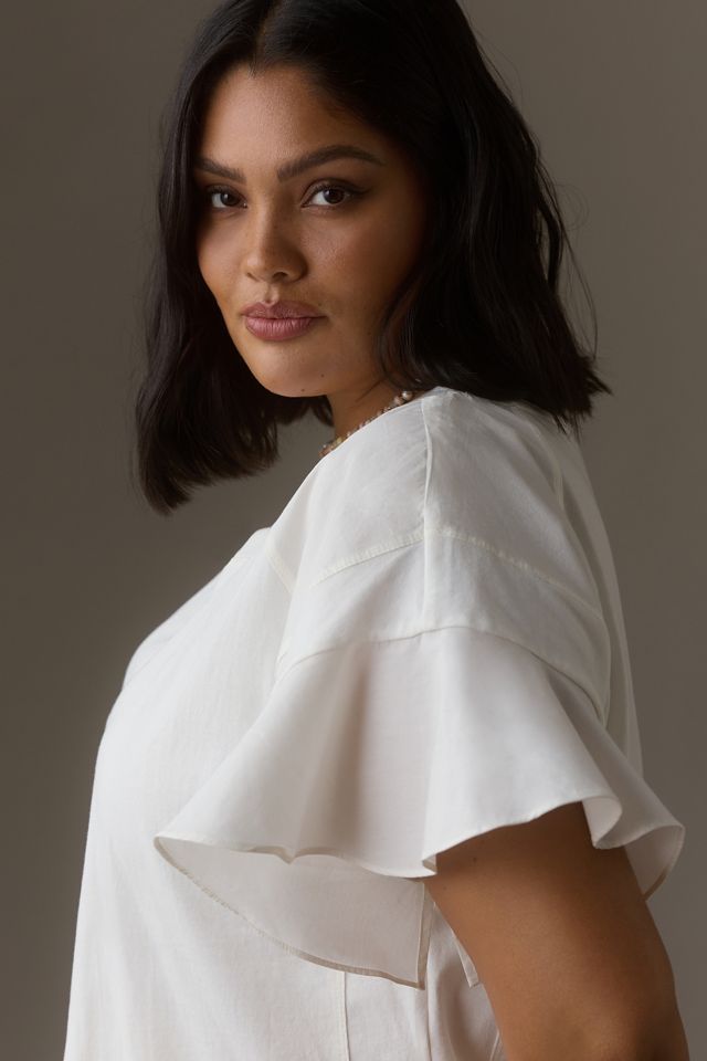 By Anthropologie Flutter-Sleeve Tee #7