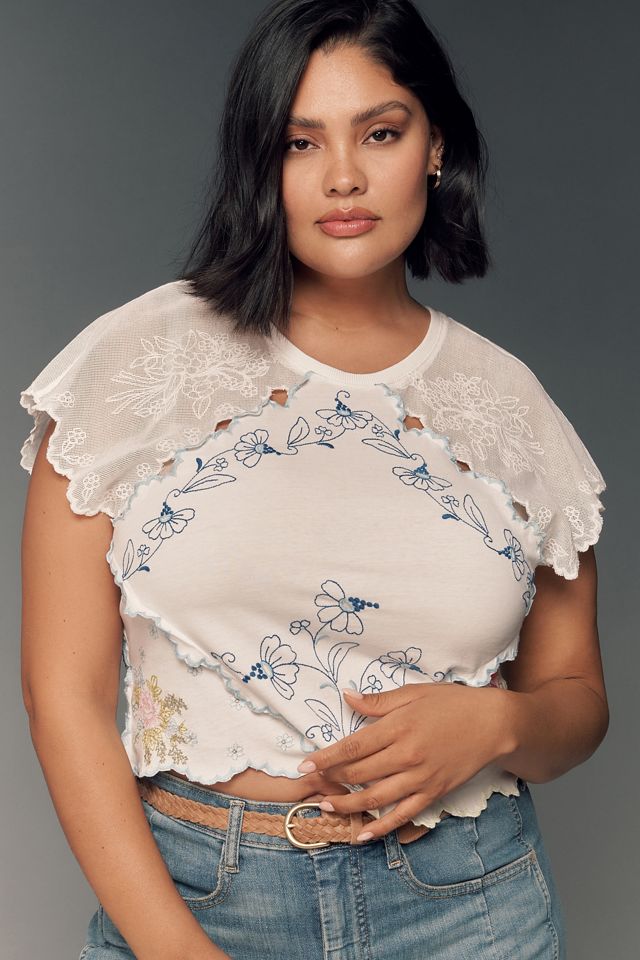 By Anthropologie Short-Sleeve Pieced Hanky Crop Top | Anthropologie
