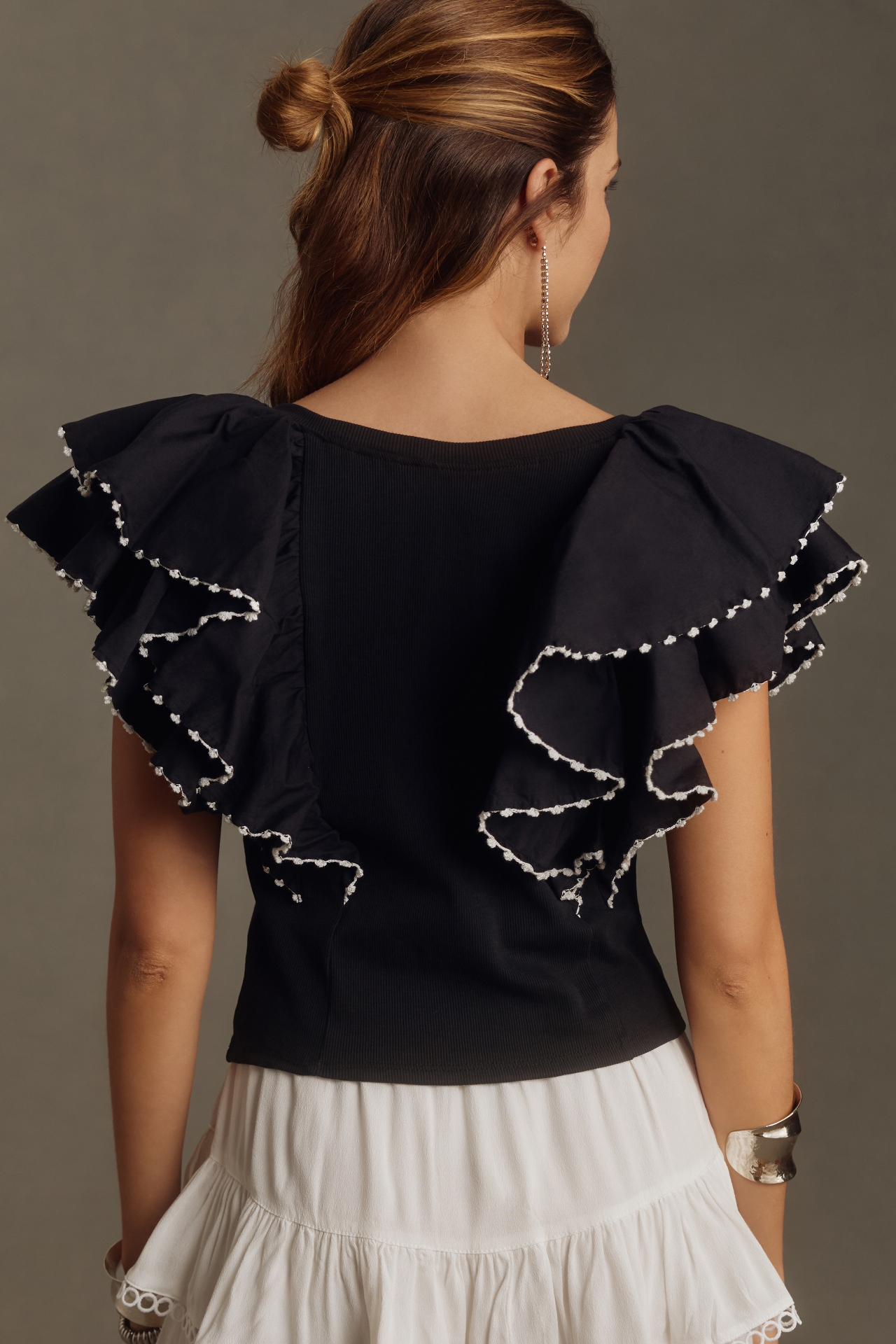 By Anthropologie Oversized Ruffles Top