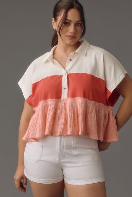 Pilcro Bonfire Ruffle Rugby Top