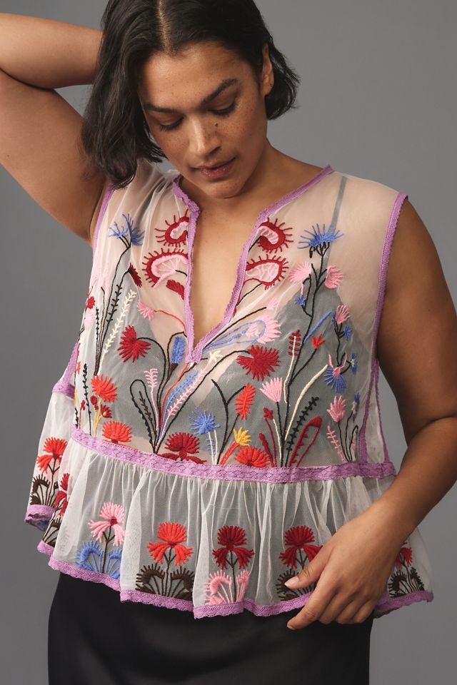 トップス sheer flower printed jersey tanktop Sheer Flower Tank Top Pink | Garage