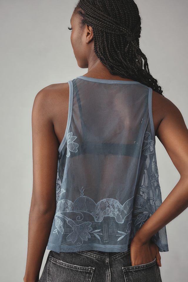 By Anthropologie Mesh Appliqué Tank #1
