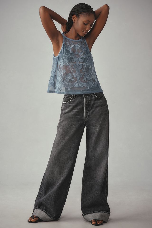By Anthropologie Mesh Appliqué Tank #2