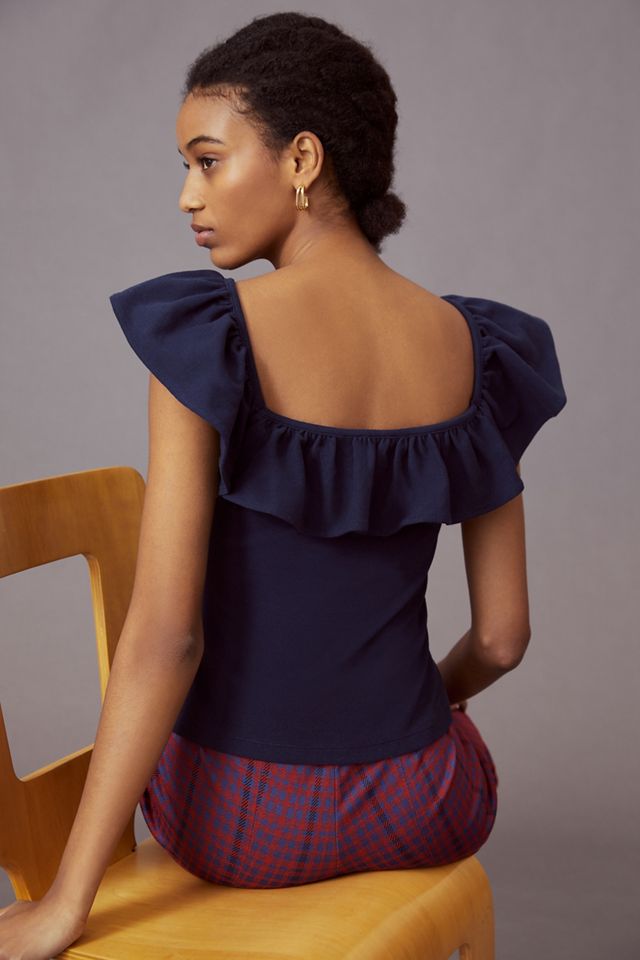 Maeve Ruffled Square-Neck Top #1