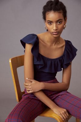 Maeve Ruffled Square-Neck Top
