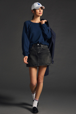Pilcro Ruffled Raglan Thermal Top In Blue