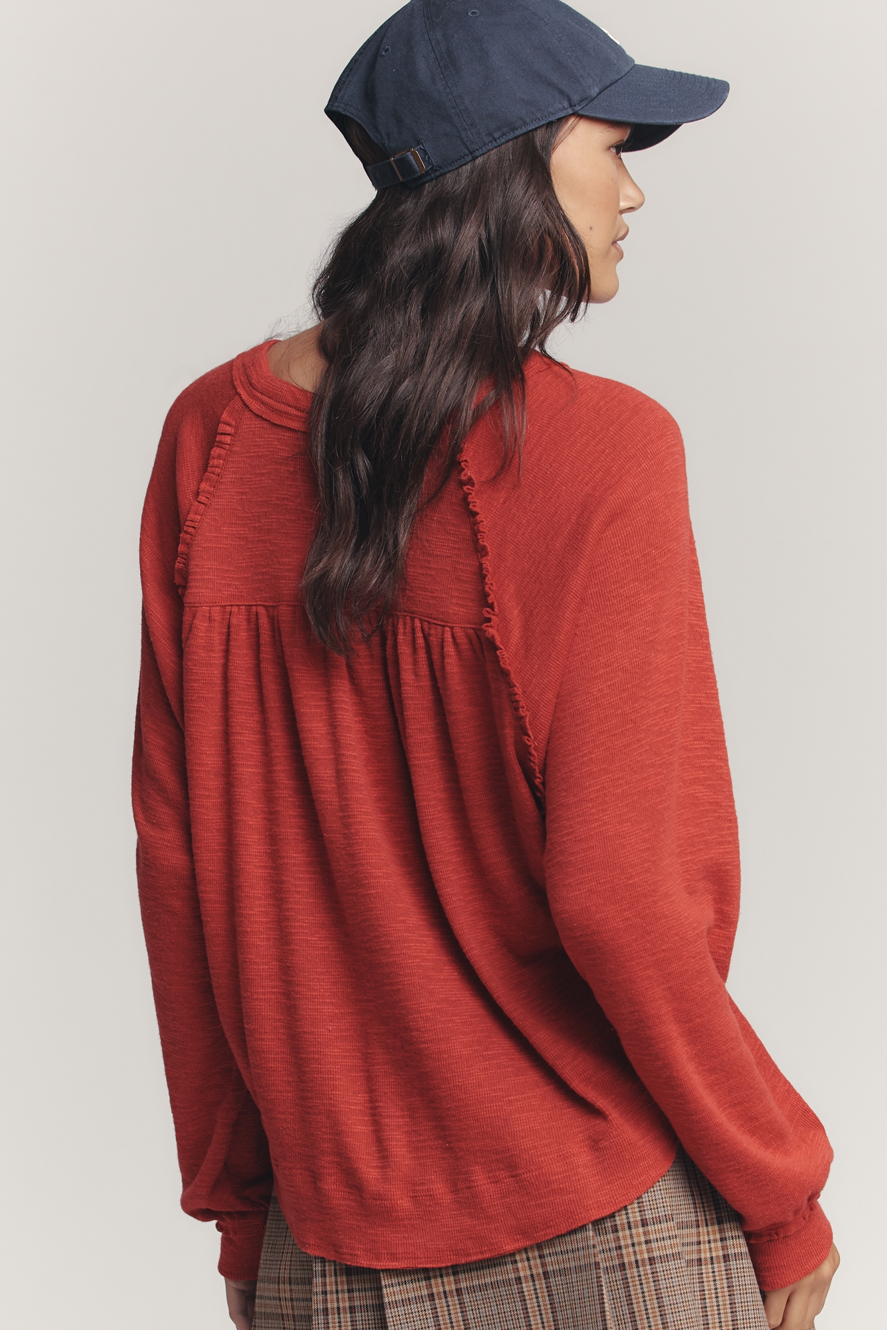 Pilcro Ruffled Raglan Thermal Top