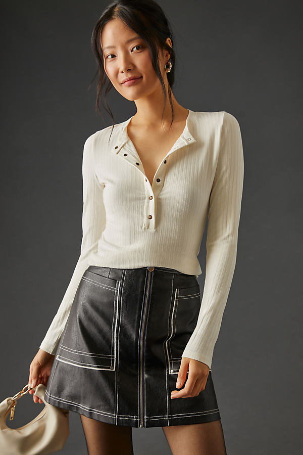 By Anthropologie Ribbed Henley top