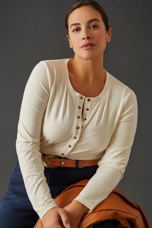 By Anthropologie Ribbed Henley #6