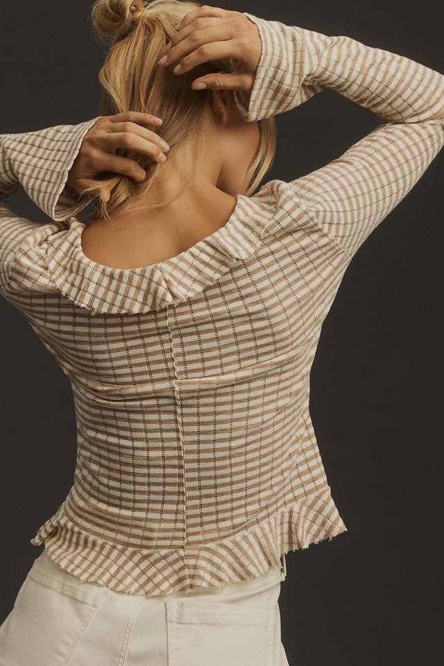 Pilcro Ruffled Cardigan Sweater #1