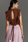 Maeve Cropped Ruffle Mesh Top
