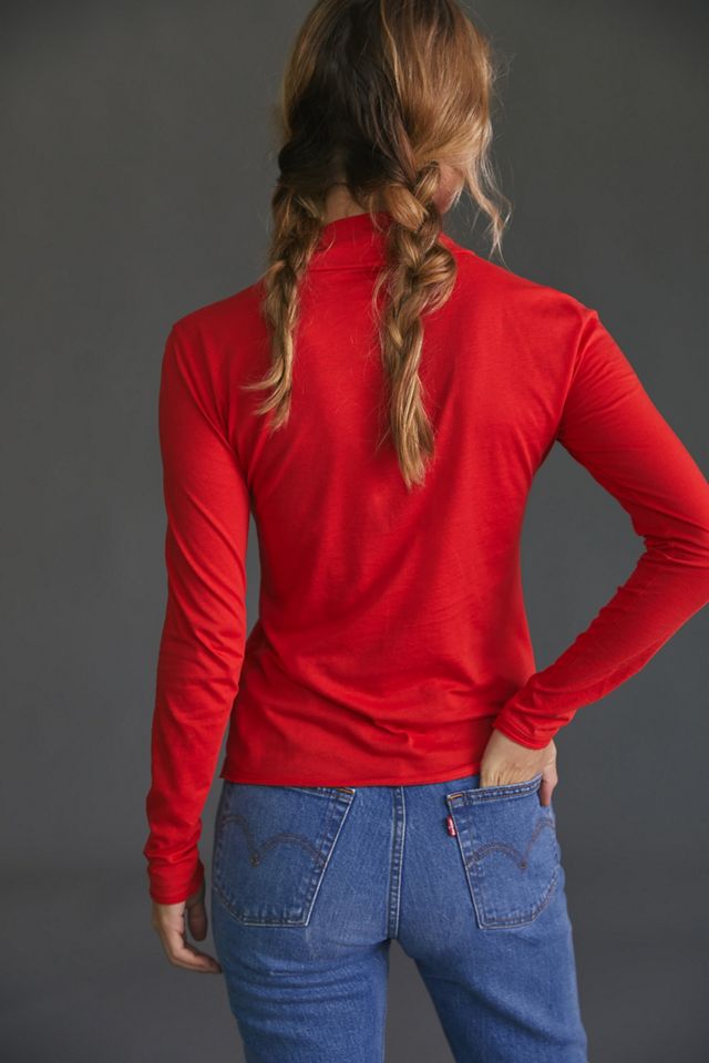 By Anthropologie Gauzy Mock-Neck Top #2