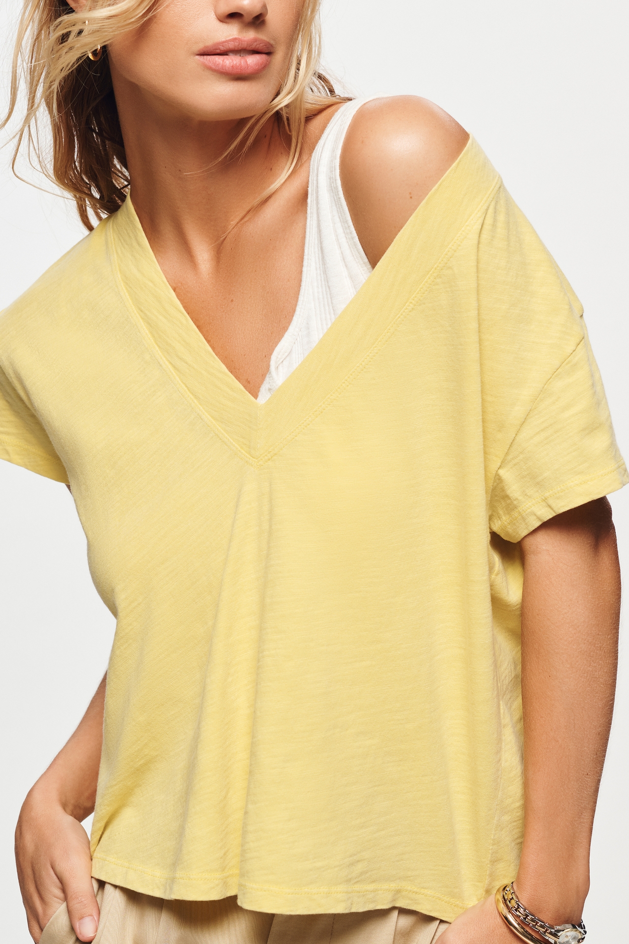 Pilcro Boxy Plunge V-Neck Tee