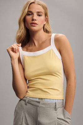 Shop Pilcro Sporty Scoop-neck Cropped Tank Top In Yellow