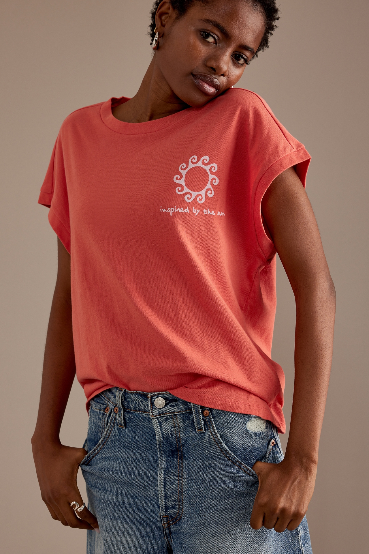 Agathe Marty Inspired Sun Graphic Muscle Tee