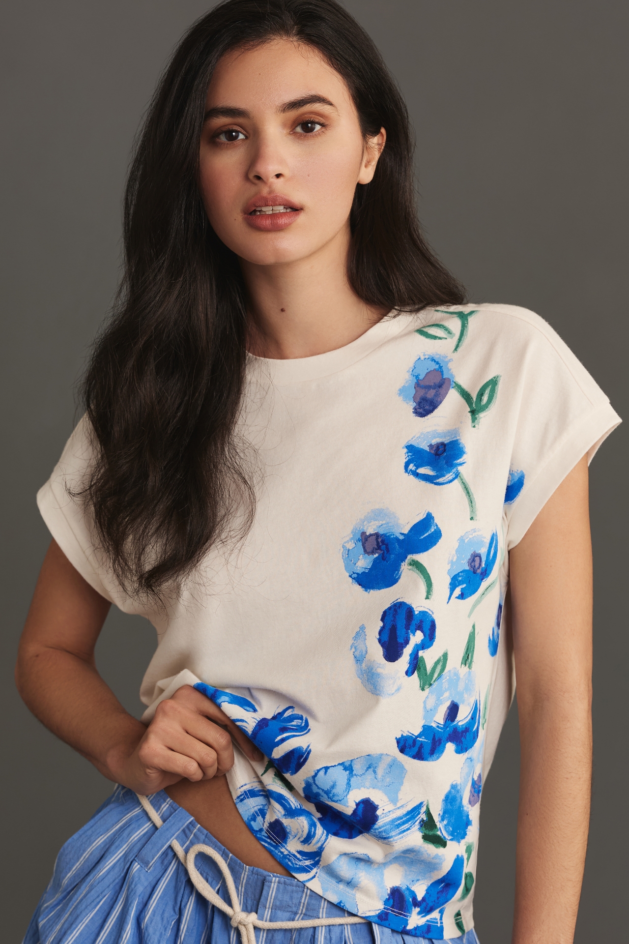 By Anthropologie Graphic Floral Tee