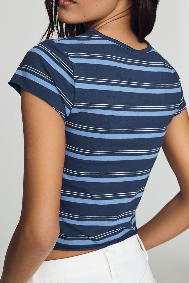 By Anthropologie Evan Short-Sleeve Raw-Edge Baby Tee #1