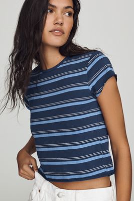 By Anthropologie Evan Short-Sleeve Raw-Edge Baby Tee