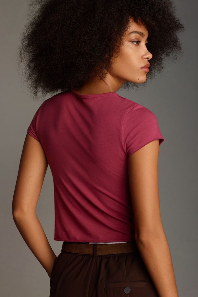 The Evan Short-Sleeve Raw-Edge Baby Tee #1