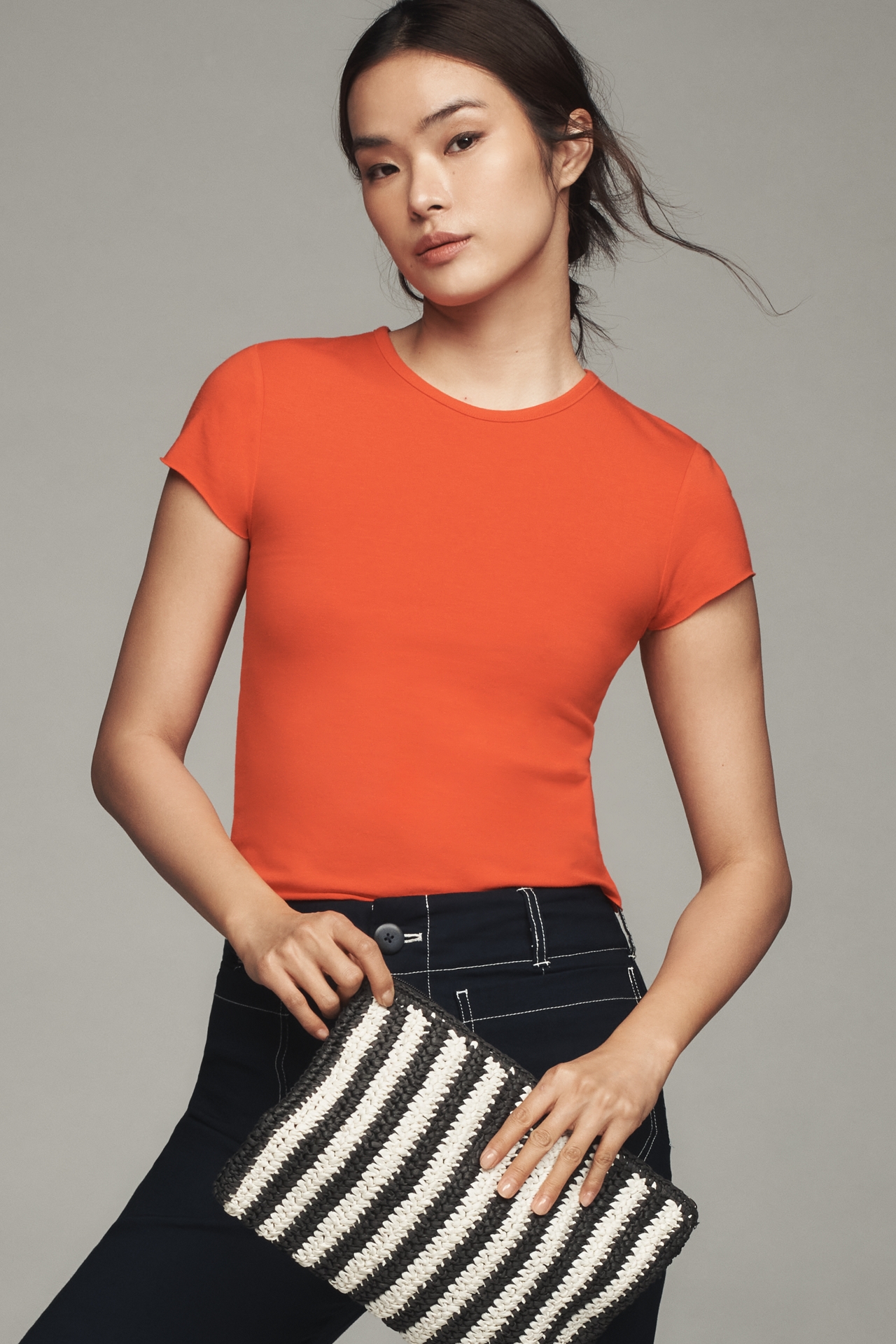 The Evan Short-Sleeve Raw-Edge Baby Tee