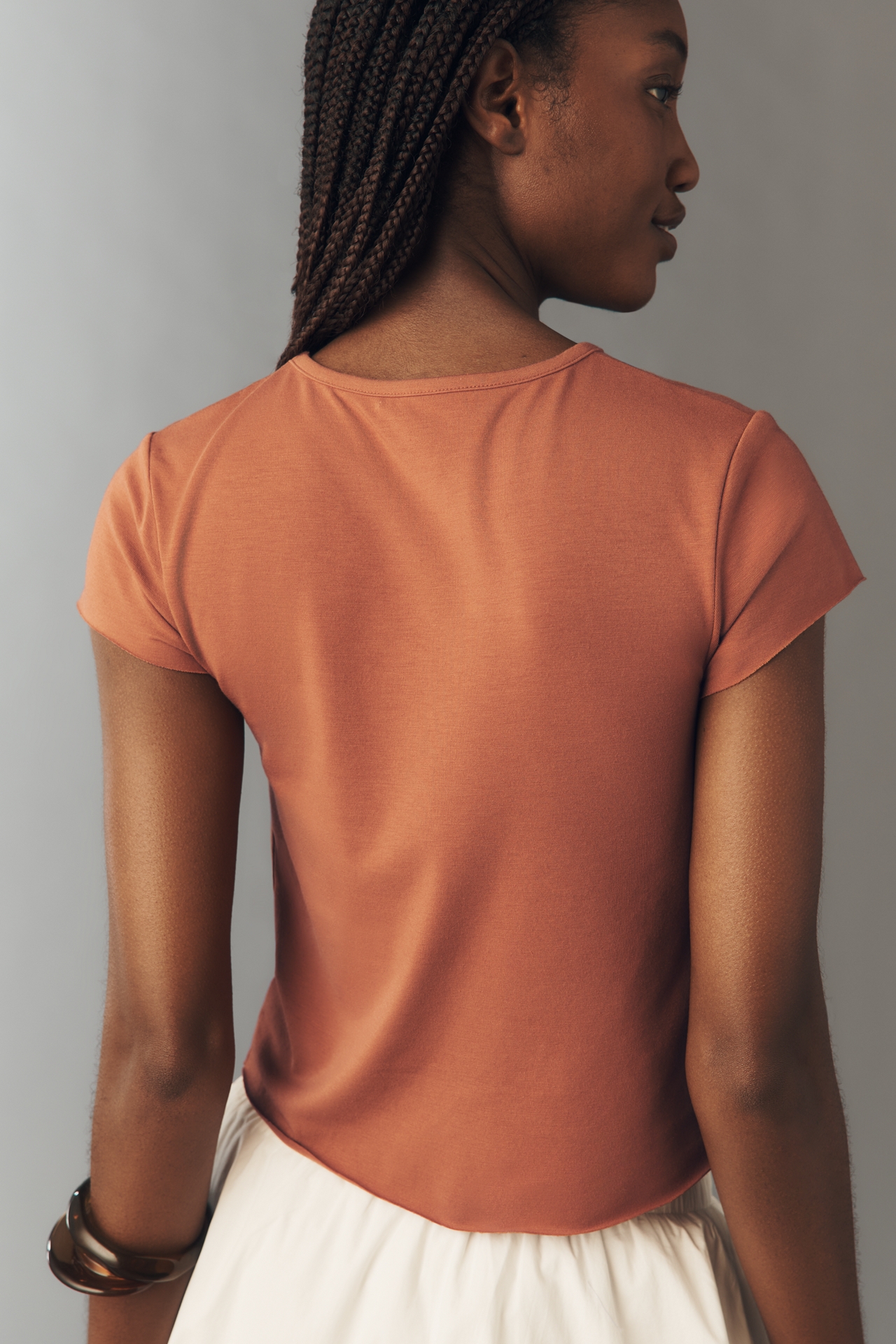 Evan Short-Sleeve Raw-Edge Baby Tee