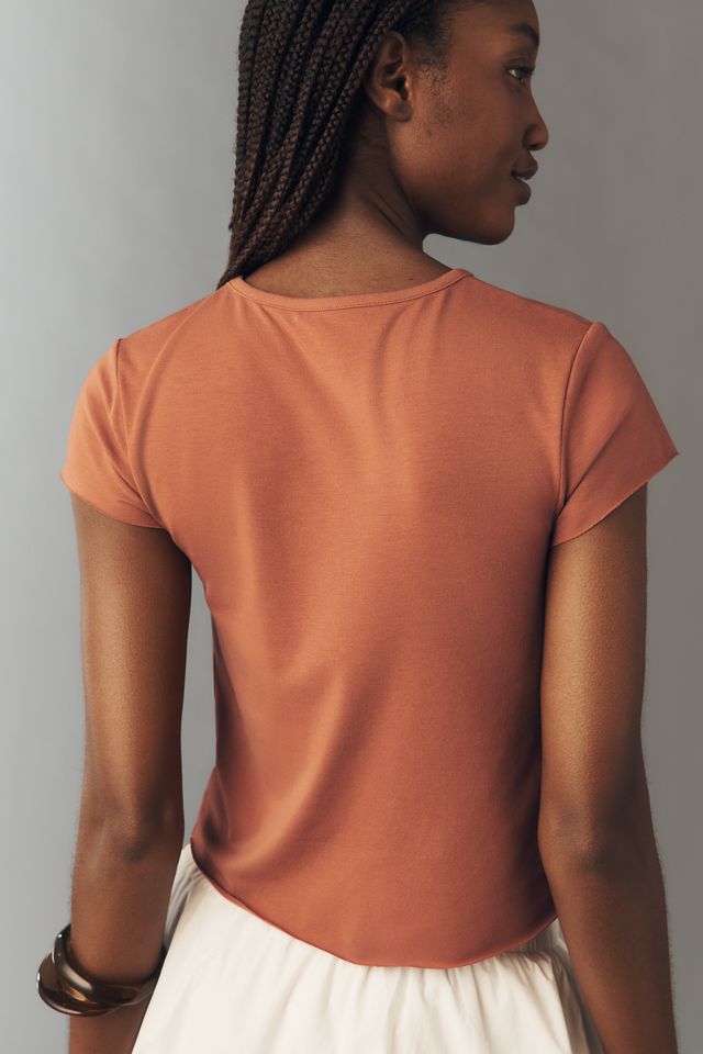 By Anthropologie Evan Short-Sleeve Raw-Edge Baby Tee #1