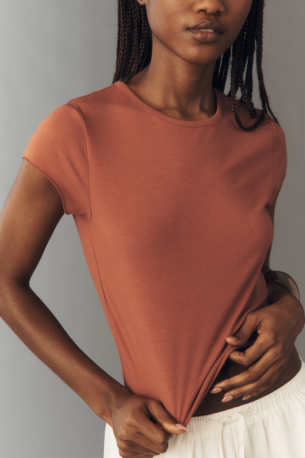 Evan Short-Sleeve Raw-Edge Baby Tee