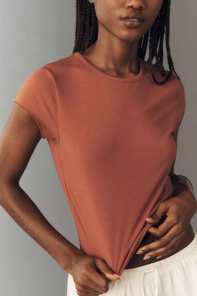 By Anthropologie Evan Short-Sleeve Raw-Edge Baby Tee #2