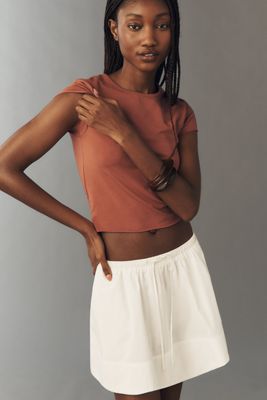 By Anthropologie Evan Short-Sleeve Raw-Edge Baby Tee