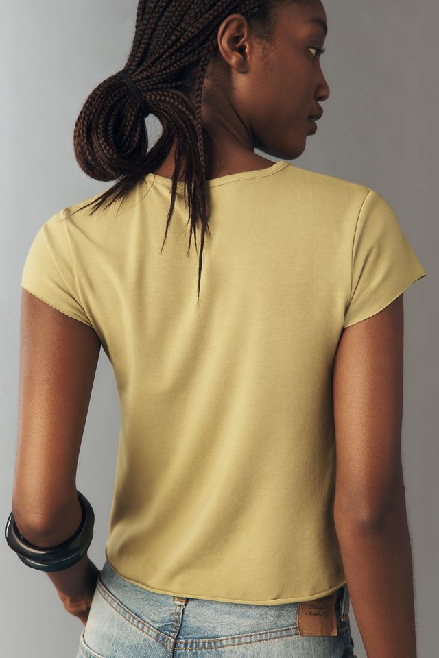 By Anthropologie Evan Short-Sleeve Raw-Edge Baby Tee #2