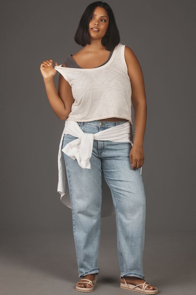 The Kacey Cotton-Slub Scoop-Neck Crop Tank Top by Pilcro #6