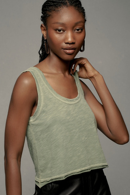 PILCRO THE KACEY COTTON-SLUB SCOOP-NECK CROP TANK TOP BY PILCRO 